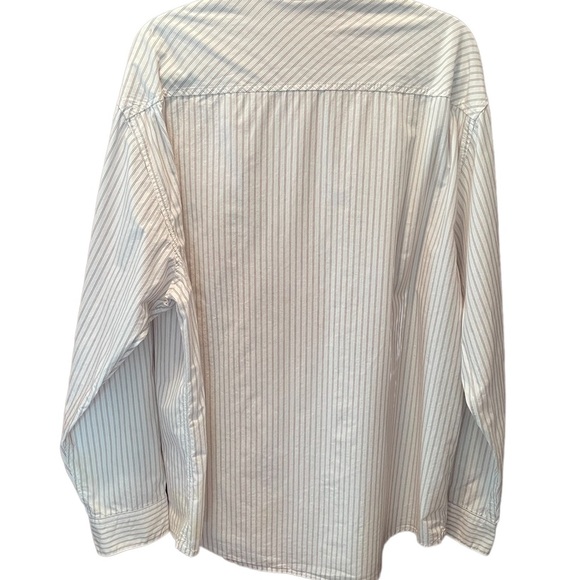 Old Navy mens long sleeve pin striped button front shirt, tan/white, size XXL - Picture 3 of 8